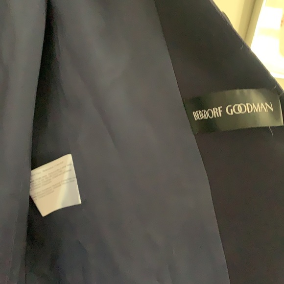 Cinzia Rocca Bergdorf Goodman Virgin Wool Navy Trench Coat US Size 12 - Picture 7 of 9